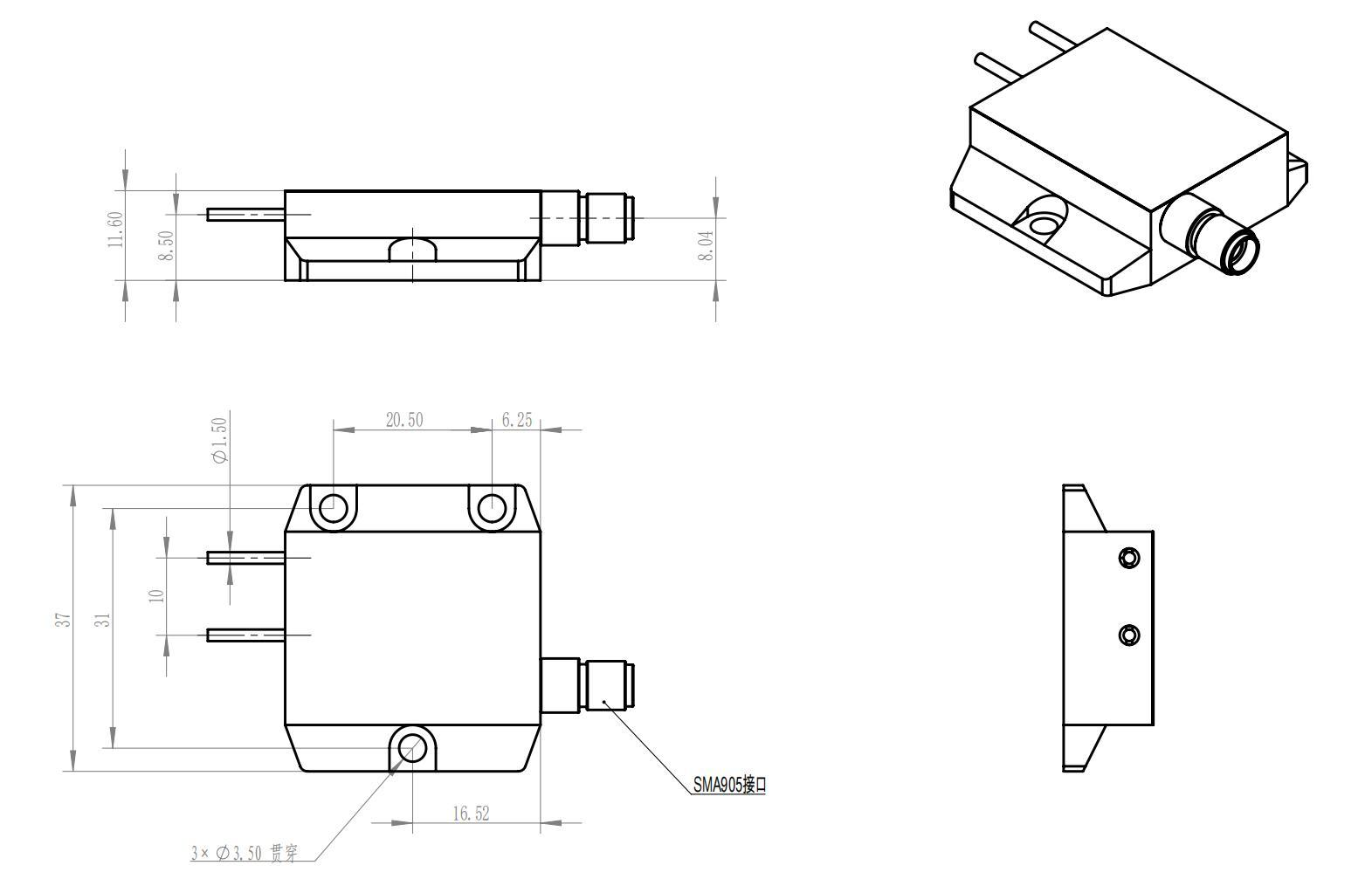 Laser module dimensions (mm)